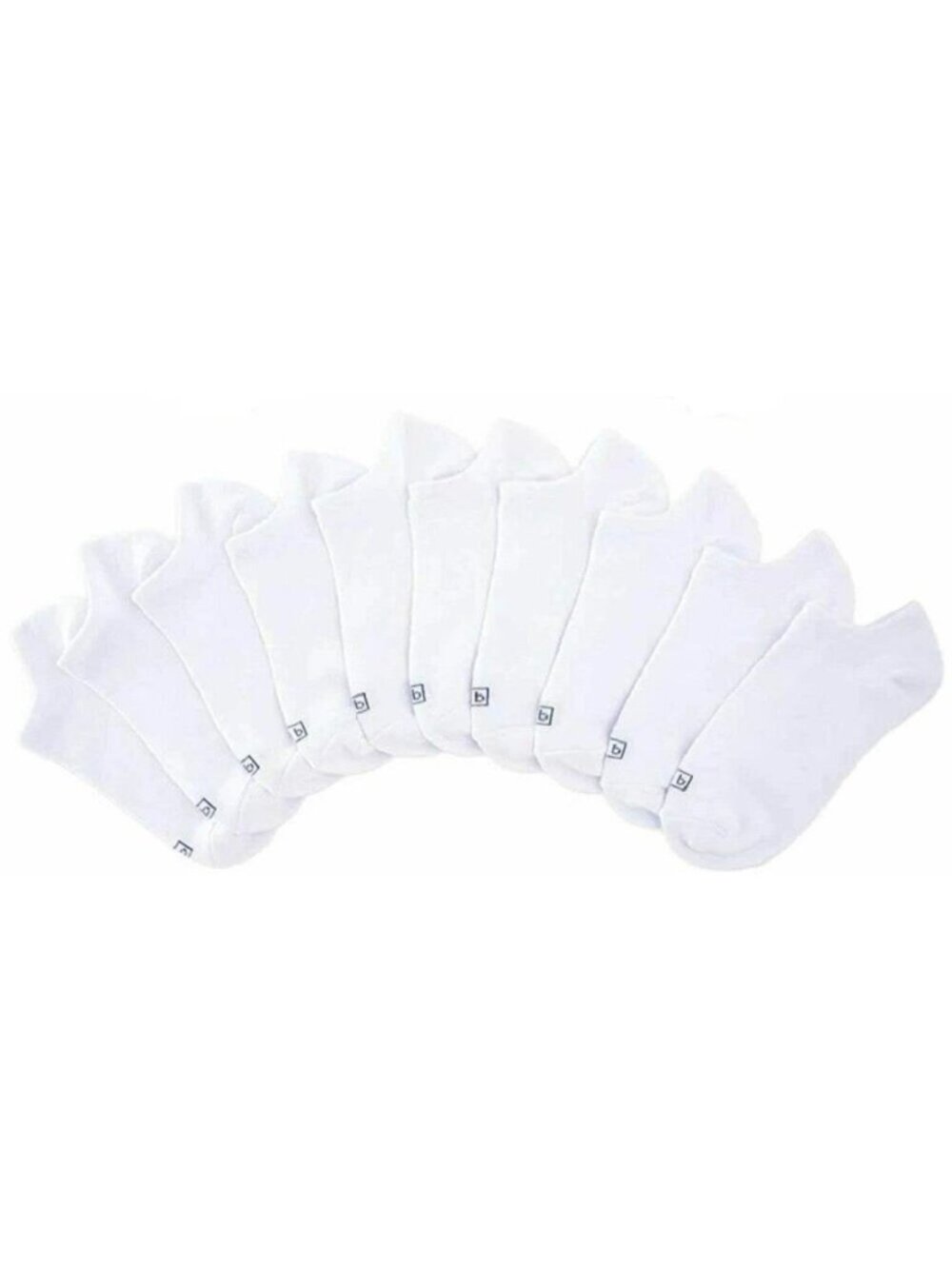 NWT K. Bell No Show Fit Socks Youth Size 5.5-10 White Cotton Blend 9 Pack
